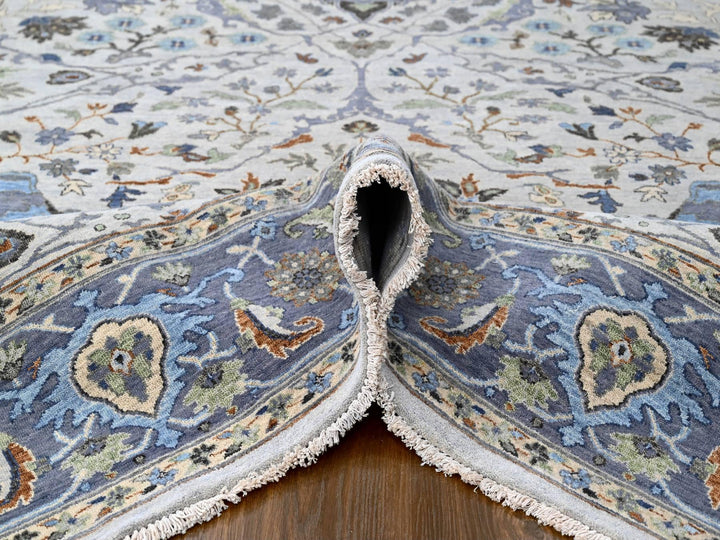 8'0" x 13'9" New Hand Knotted Ivory Wool Rectangle Oriental Rug - MOA10210087