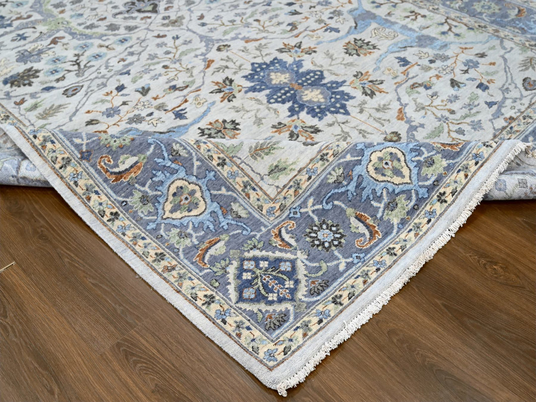 8'0" x 13'9" New Hand Knotted Ivory Wool Rectangle Oriental Rug - MOA10210087
