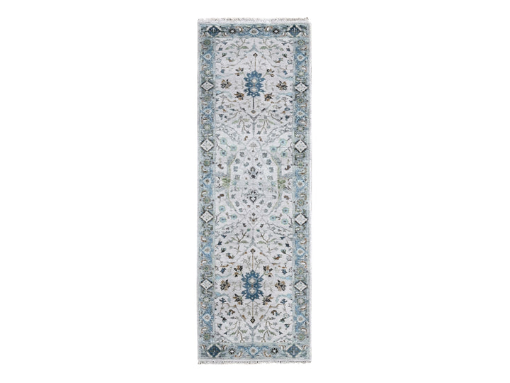 2'5" x 7'9" New Hand Knotted Ivory Wool Runner Oriental Rug - MOA10210088