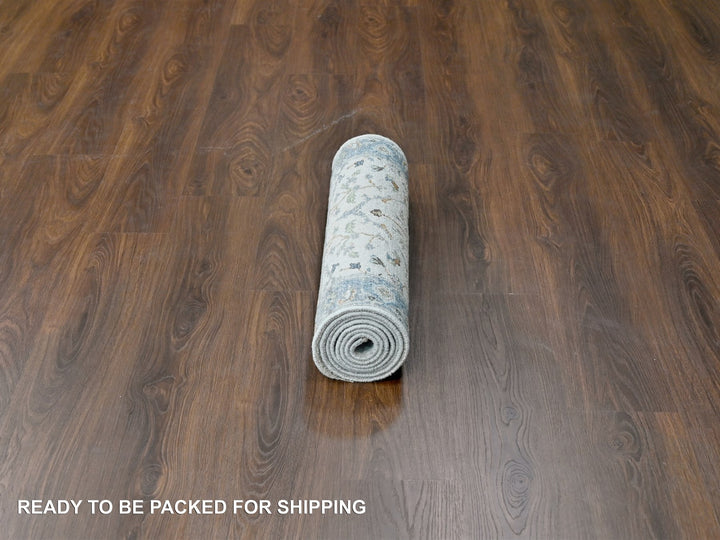 2'5" x 7'9" New Hand Knotted Grey Wool Runner Oriental Rug - MOA10210088