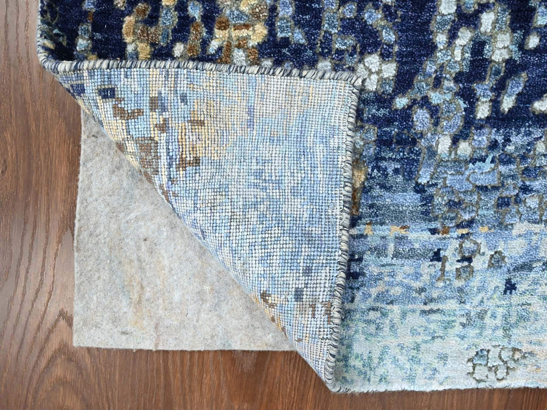 2'0" x 3'0" New Hand Knotted Blue Wool & Silk Rectangle Oriental Rug - MOA10210099