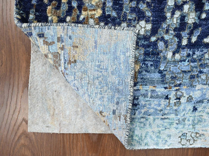2'0" x 3'0" New Hand Knotted Blue Wool & Silk Rectangle Oriental Rug - MOA10210099