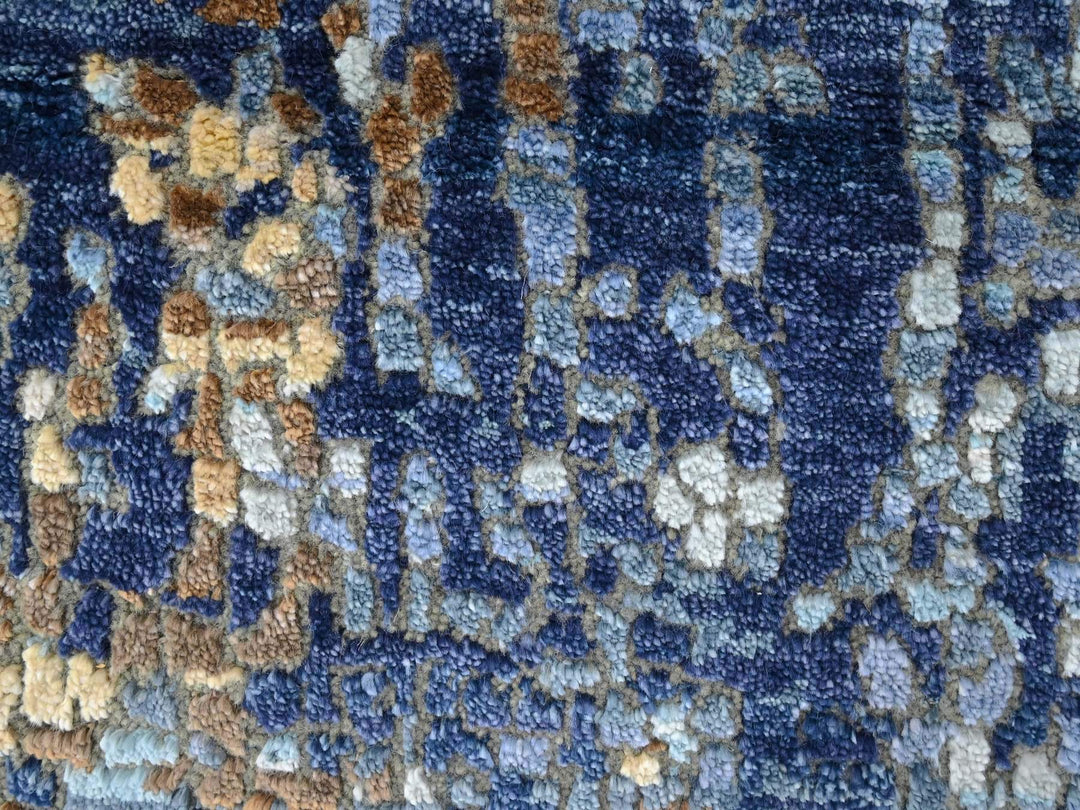 2'0" x 3'0" New Hand Knotted Blue Wool & Silk Rectangle Oriental Rug - MOA10210099