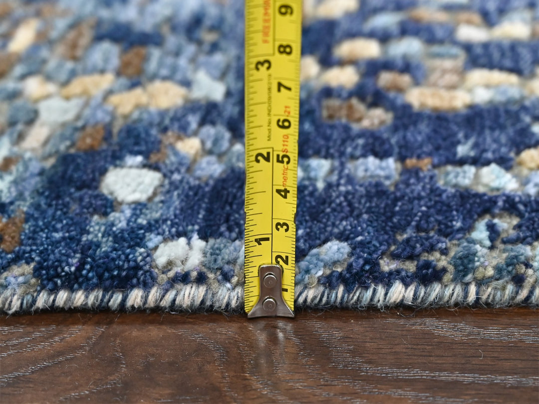 2'0" x 3'0" New Hand Knotted Blue Wool & Silk Rectangle Oriental Rug - MOA10210099