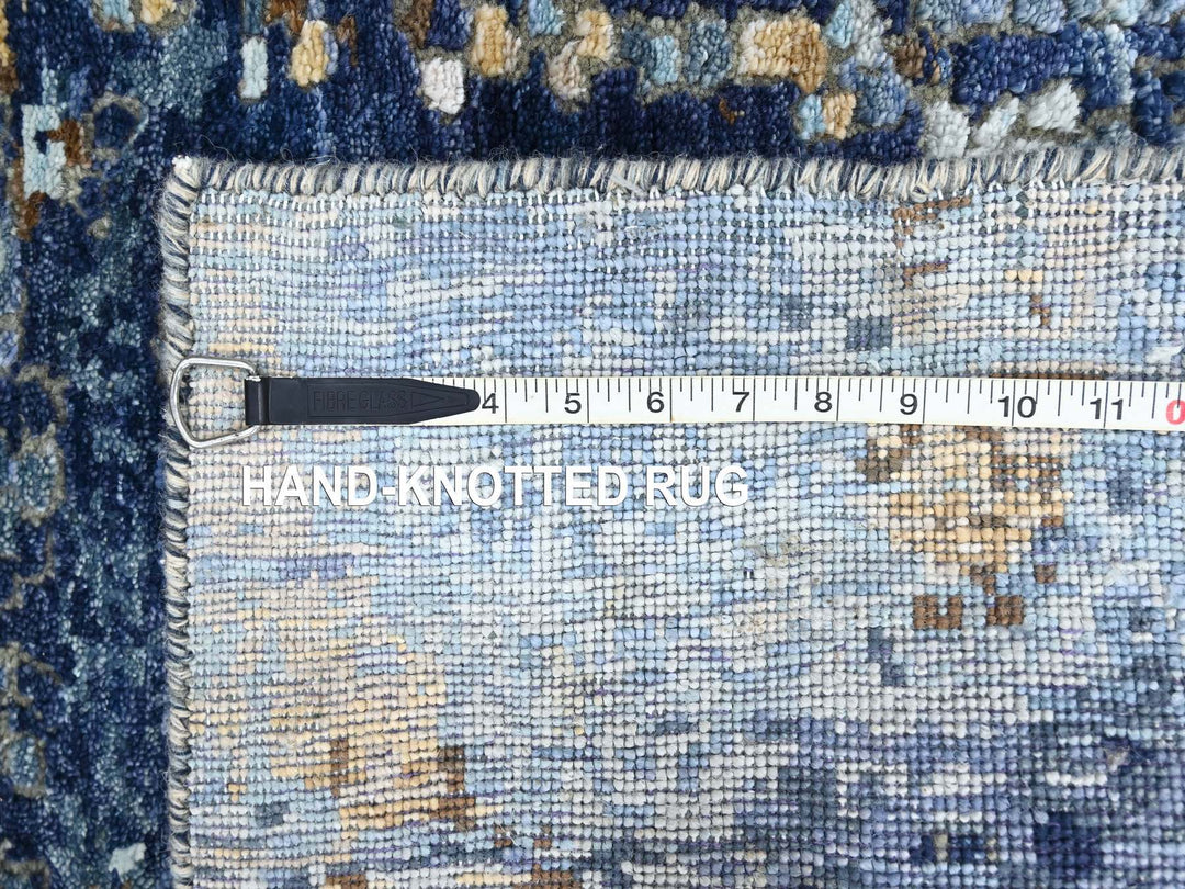 2'0" x 3'0" New Hand Knotted Blue Wool & Silk Rectangle Oriental Rug - MOA10210099