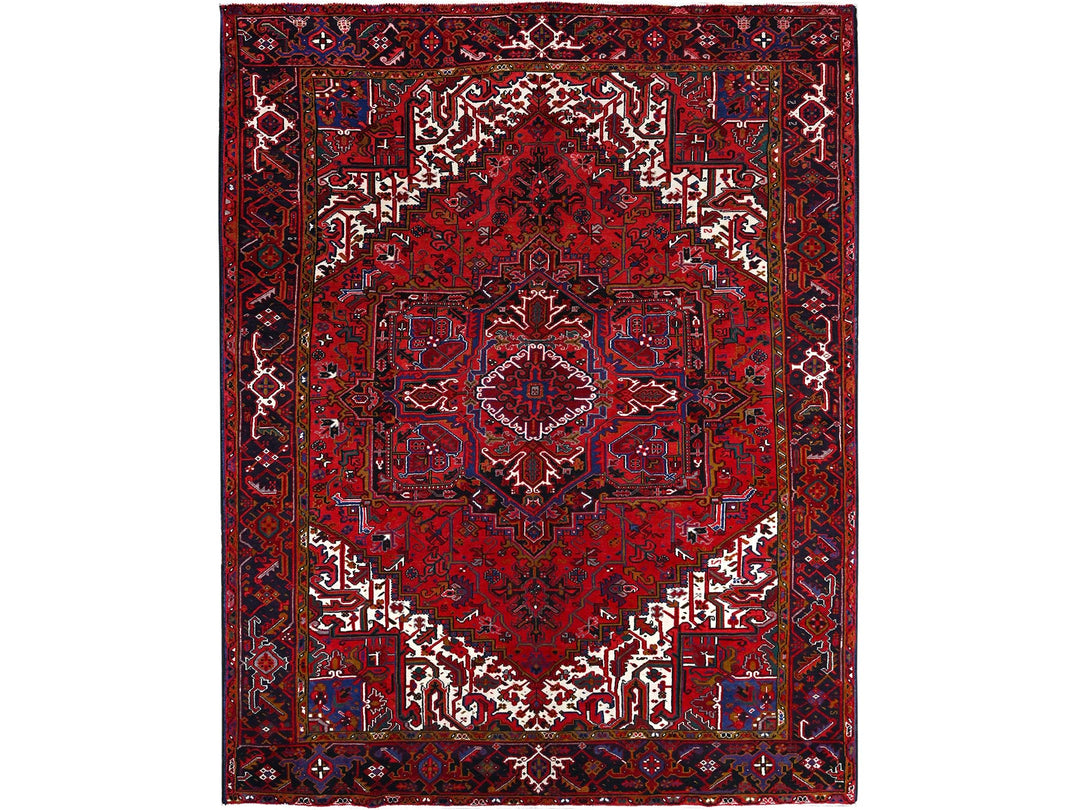 8'7" x 10'10" Vintage Hand Knotted Red Wool Rectangle Oriental Rug - MOA102100