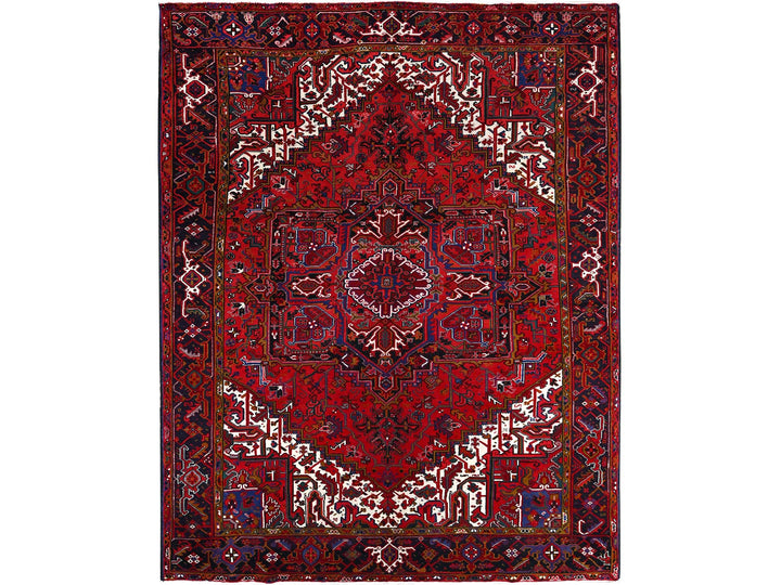 8'7" x 10'10" Vintage Hand Knotted Red Wool Rectangle Oriental Rug - MOA102100