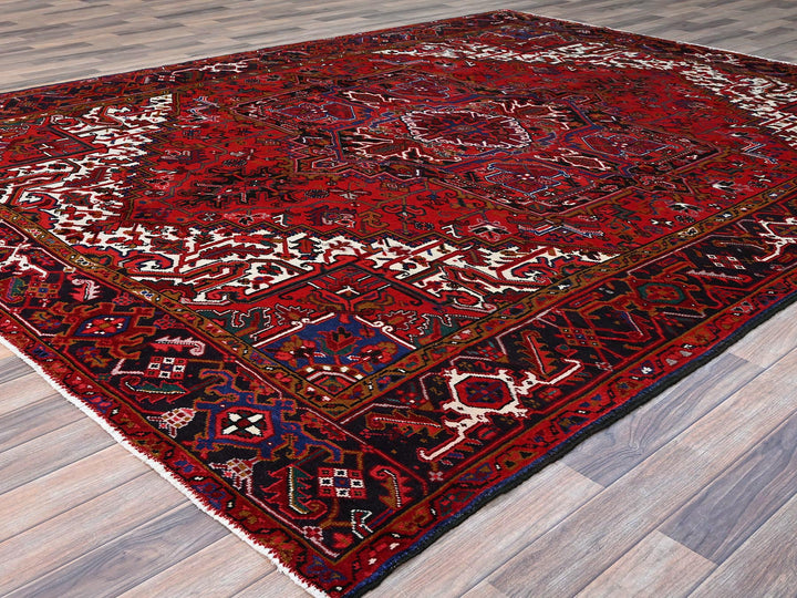 8'7" x 10'10" Vintage Hand Knotted Red Wool Rectangle Oriental Rug - MOA102100