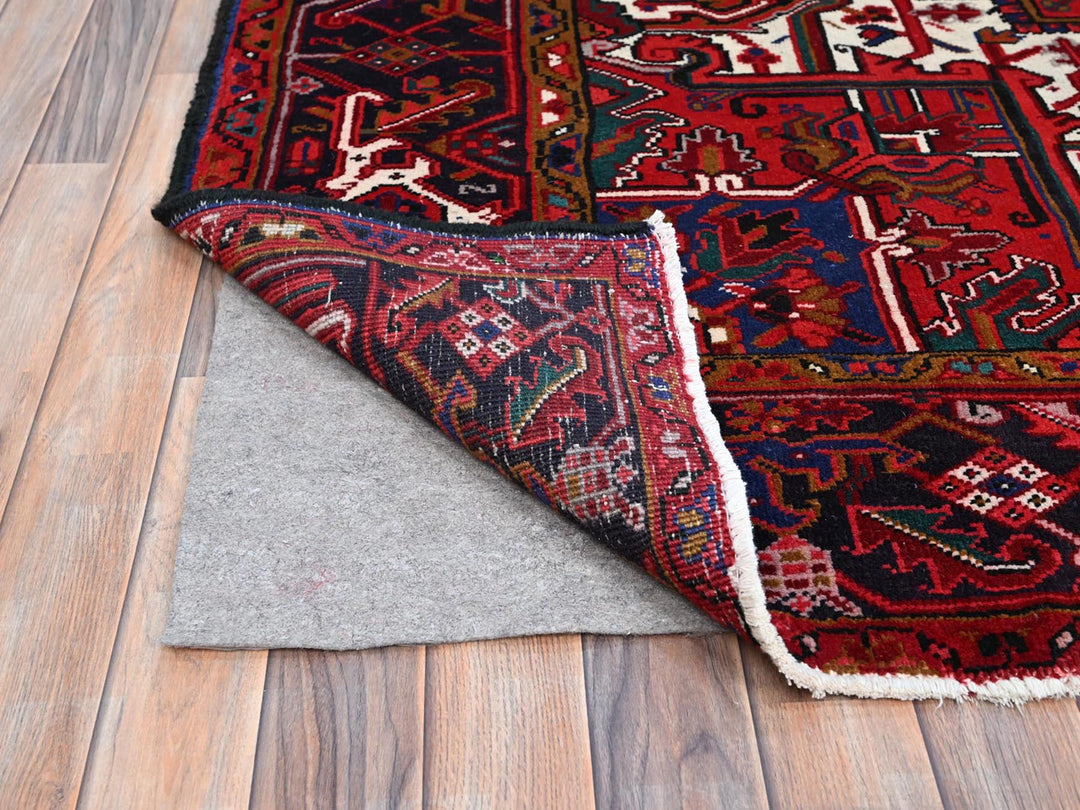 8'7" x 10'10" Vintage Hand Knotted Red Wool Rectangle Oriental Rug - MOA102100