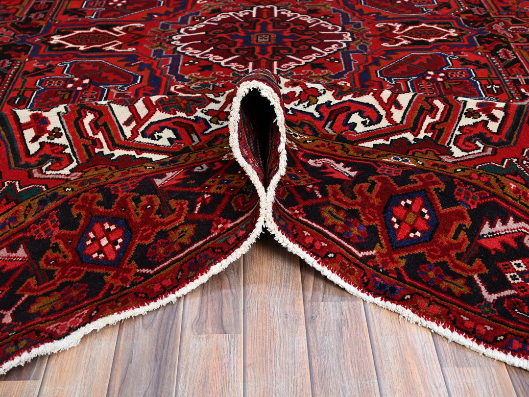 8'7" x 10'10" Vintage Hand Knotted Red Wool Rectangle Oriental Rug - MOA102100
