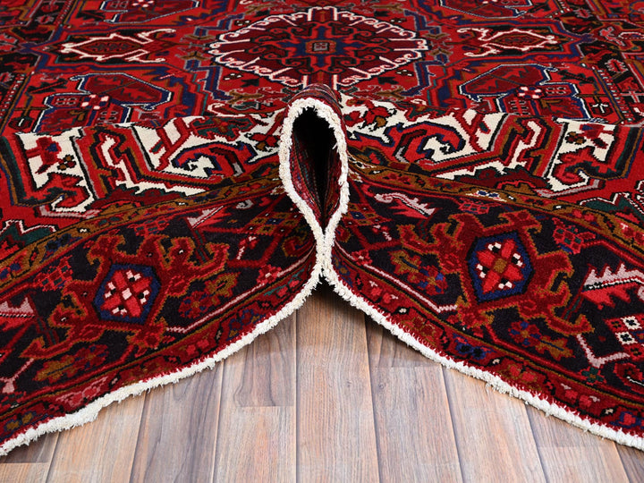 8'7" x 10'10" Vintage Hand Knotted Red Wool Rectangle Oriental Rug - MOA102100
