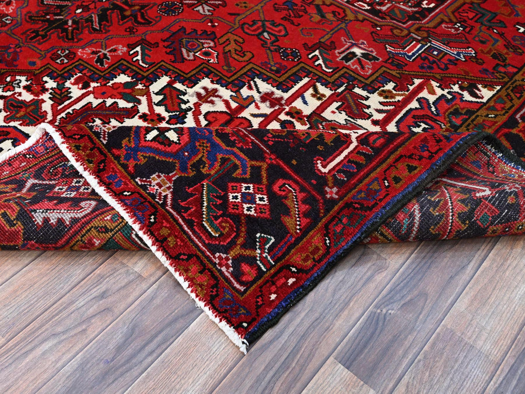 8'7" x 10'10" Vintage Hand Knotted Red Wool Rectangle Oriental Rug - MOA102100