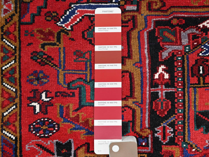8'7" x 10'10" Vintage Hand Knotted Red Wool Rectangle Oriental Rug - MOA102100