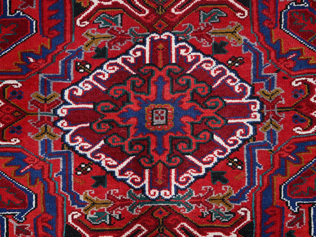 8'7" x 10'10" Vintage Hand Knotted Red Wool Rectangle Oriental Rug - MOA102100