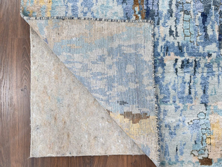 2'6" x 12'0" New Hand Knotted Blue Wool & Silk Runner Oriental Rug - MOA10210101