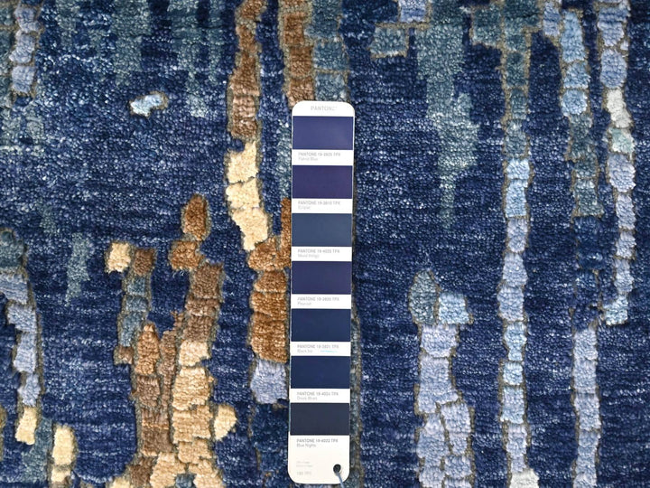 2'6" x 12'0" New Hand Knotted Blue Wool & Silk Runner Oriental Rug - MOA10210101