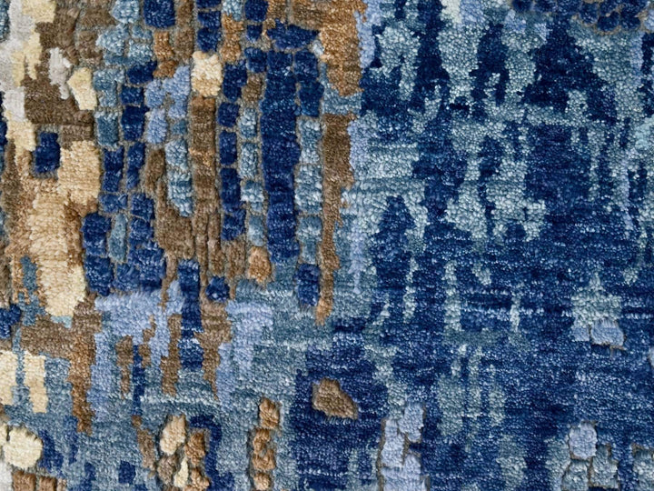 2'6" x 12'0" New Hand Knotted Blue Wool & Silk Runner Oriental Rug - MOA10210101