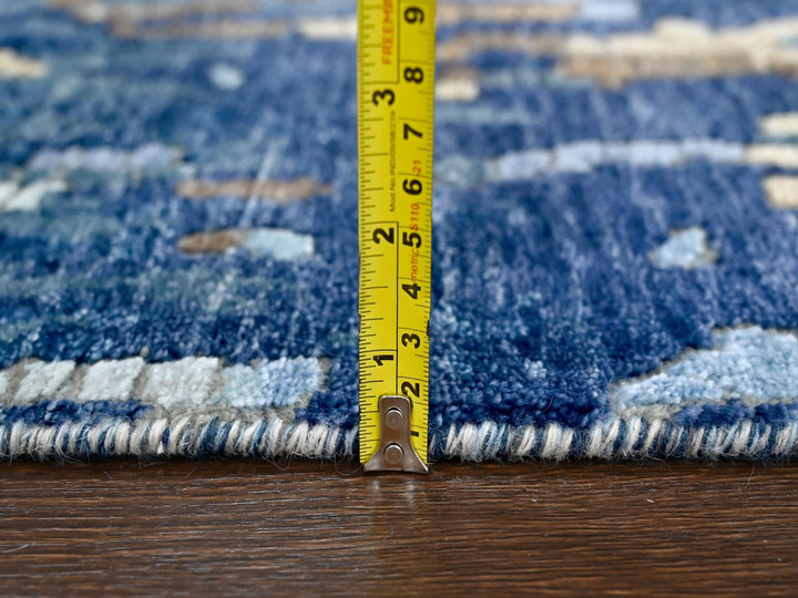 2'6" x 12'0" New Hand Knotted Blue Wool & Silk Runner Oriental Rug - MOA10210101