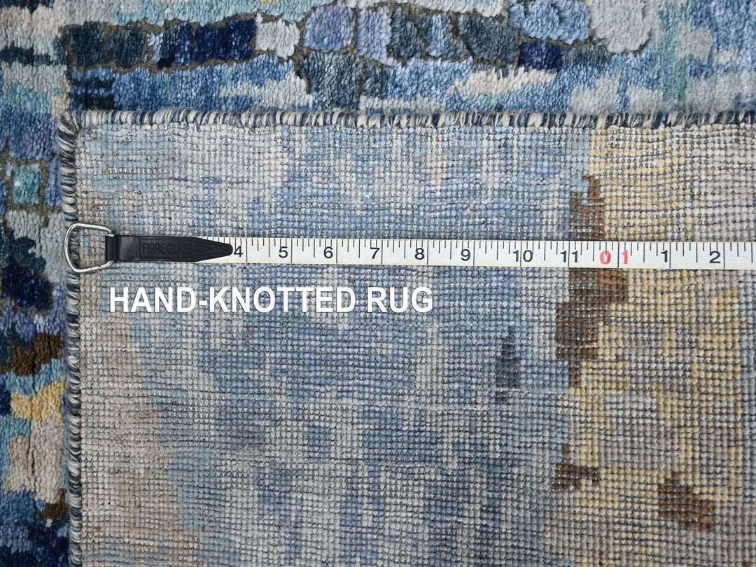 2'6" x 12'0" New Hand Knotted Blue Wool & Silk Runner Oriental Rug - MOA10210101