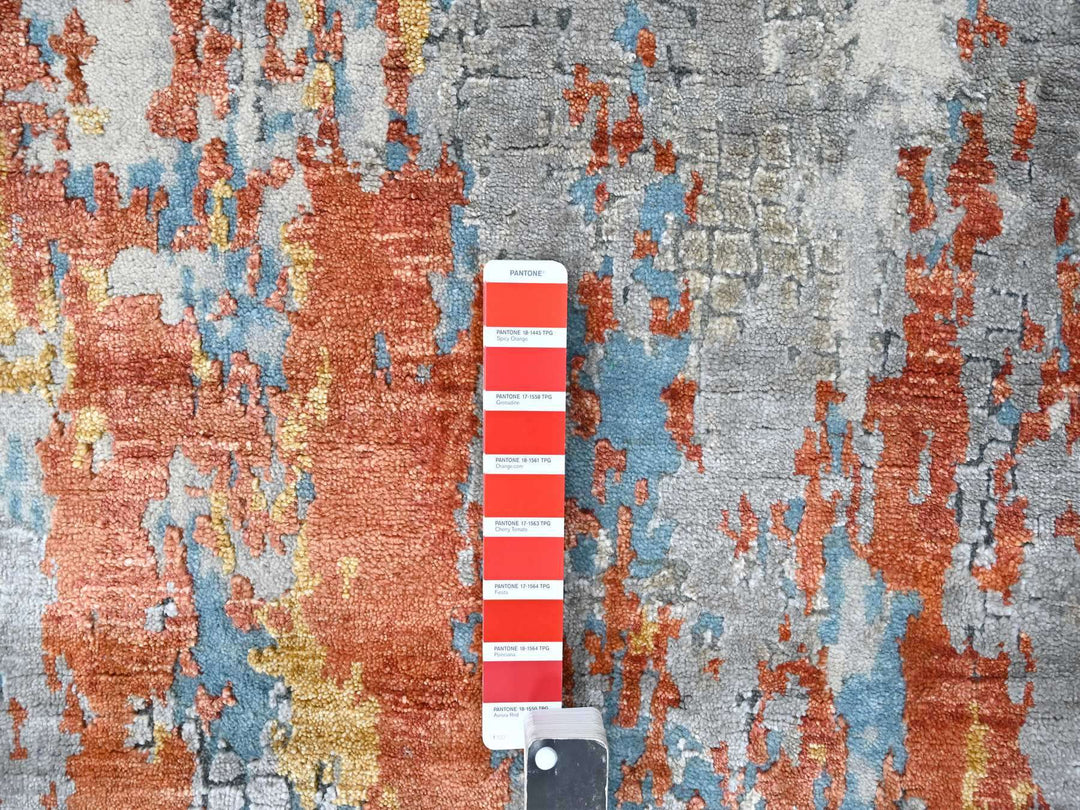 2'6" x 9'9" New Hand Knotted Orange Wool & Silk Runner Oriental Rug - MOA10210104