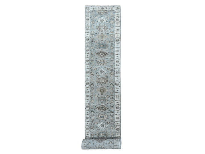 2'9" x 21'10" New Hand Knotted Grey Wool Runner Oriental Rug - MOA10210112