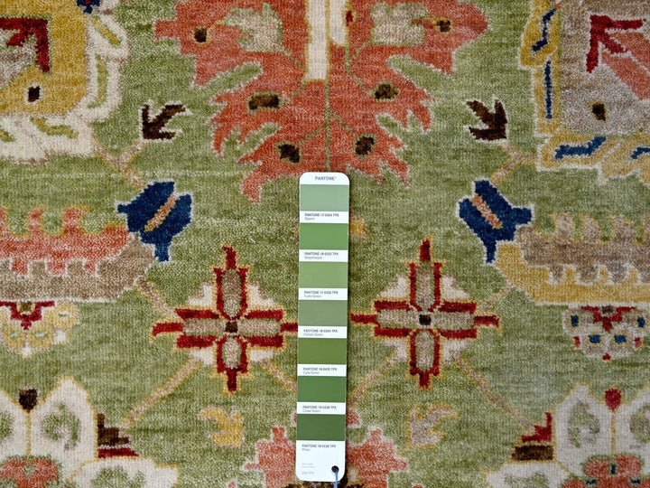 8'10" x 11'10" New Hand Knotted Green Wool Rectangle Oriental Rug - MOA10210114