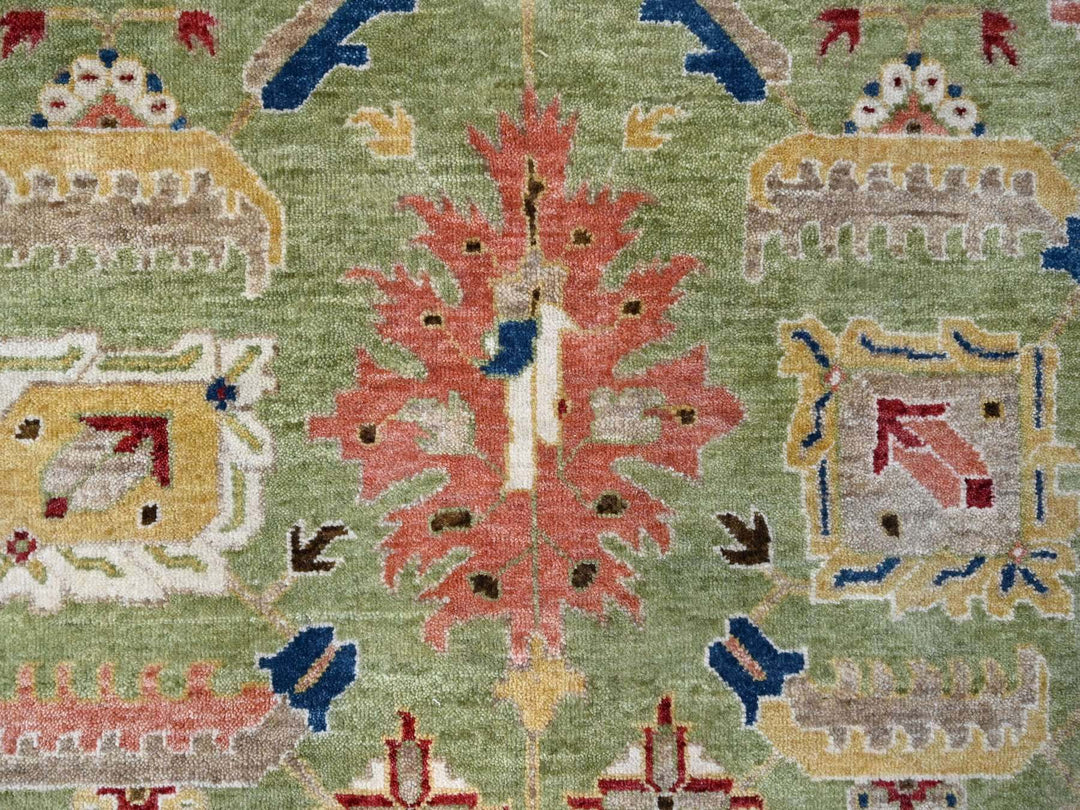 8'10" x 11'10" New Hand Knotted Green Wool Rectangle Oriental Rug - MOA10210114
