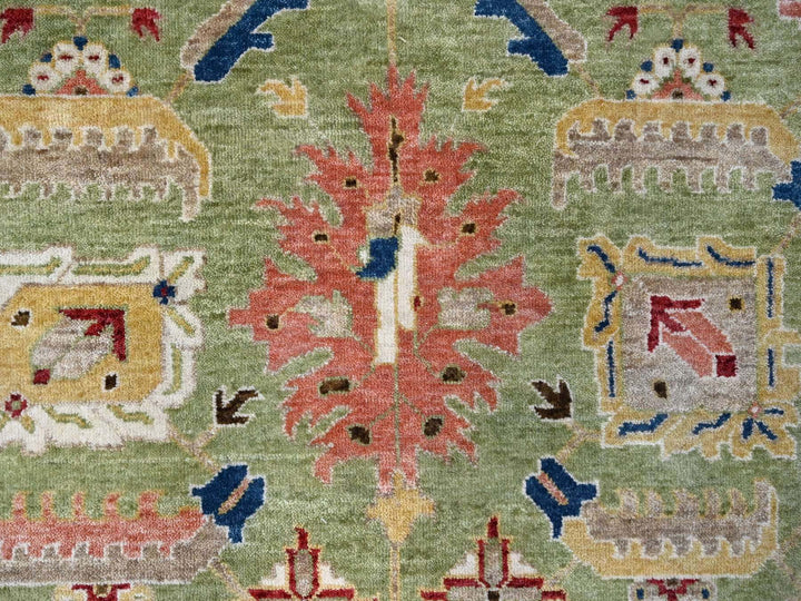 8'10" x 11'10" New Hand Knotted Green Wool Rectangle Oriental Rug - MOA10210114