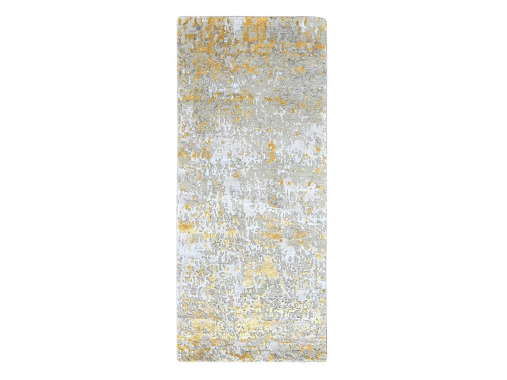 2'6" x 6'0" New Hand Knotted Beige Wool & Silk Runner Oriental Rug - MOA10210116