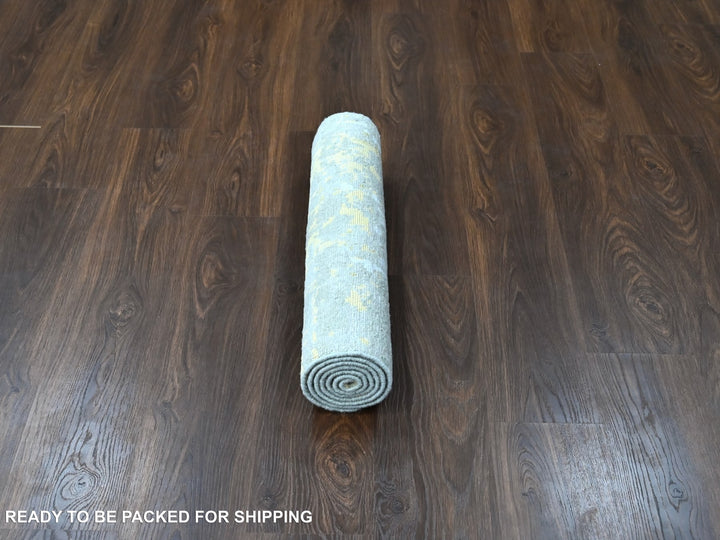 2'6" x 6'0" New Hand Knotted Beige Wool & Silk Runner Oriental Rug - MOA10210116