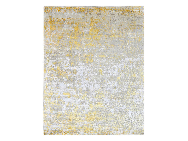 8'0" x 9'9" New Hand Knotted Beige Wool & Silk Rectangle Oriental Rug - MOA10210117