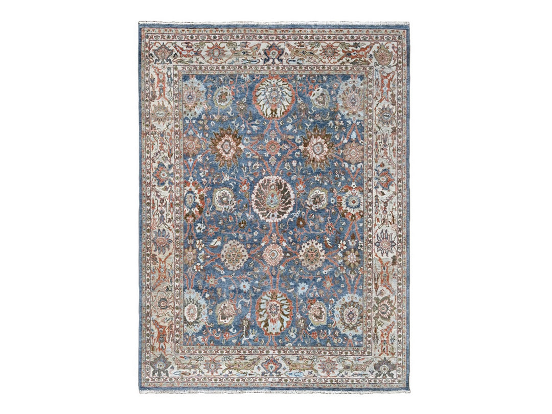 7'10" x 9'8" New Hand Knotted Blue Wool Rectangle Oriental Rug - MOA10210120