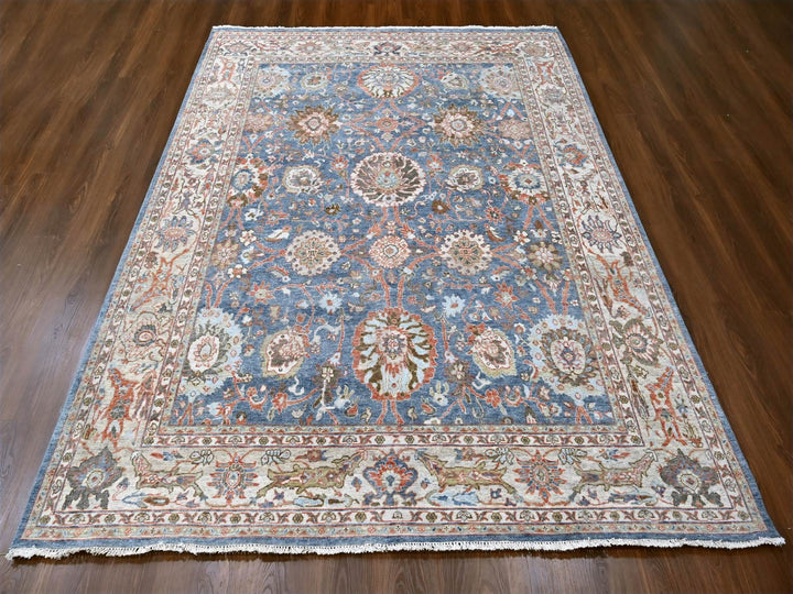 7'10" x 9'8" New Hand Knotted Blue Wool Rectangle Oriental Rug - MOA10210120