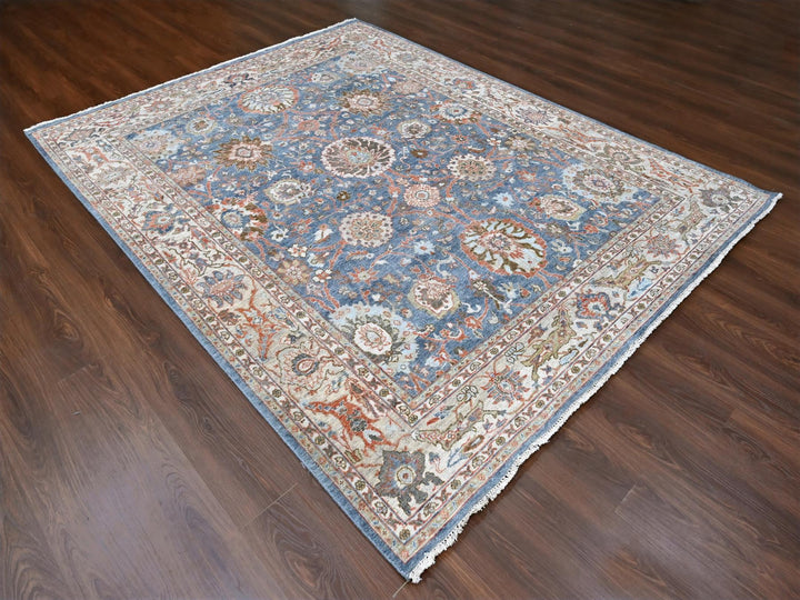 7'10" x 9'8" New Hand Knotted Blue Wool Rectangle Oriental Rug - MOA10210120