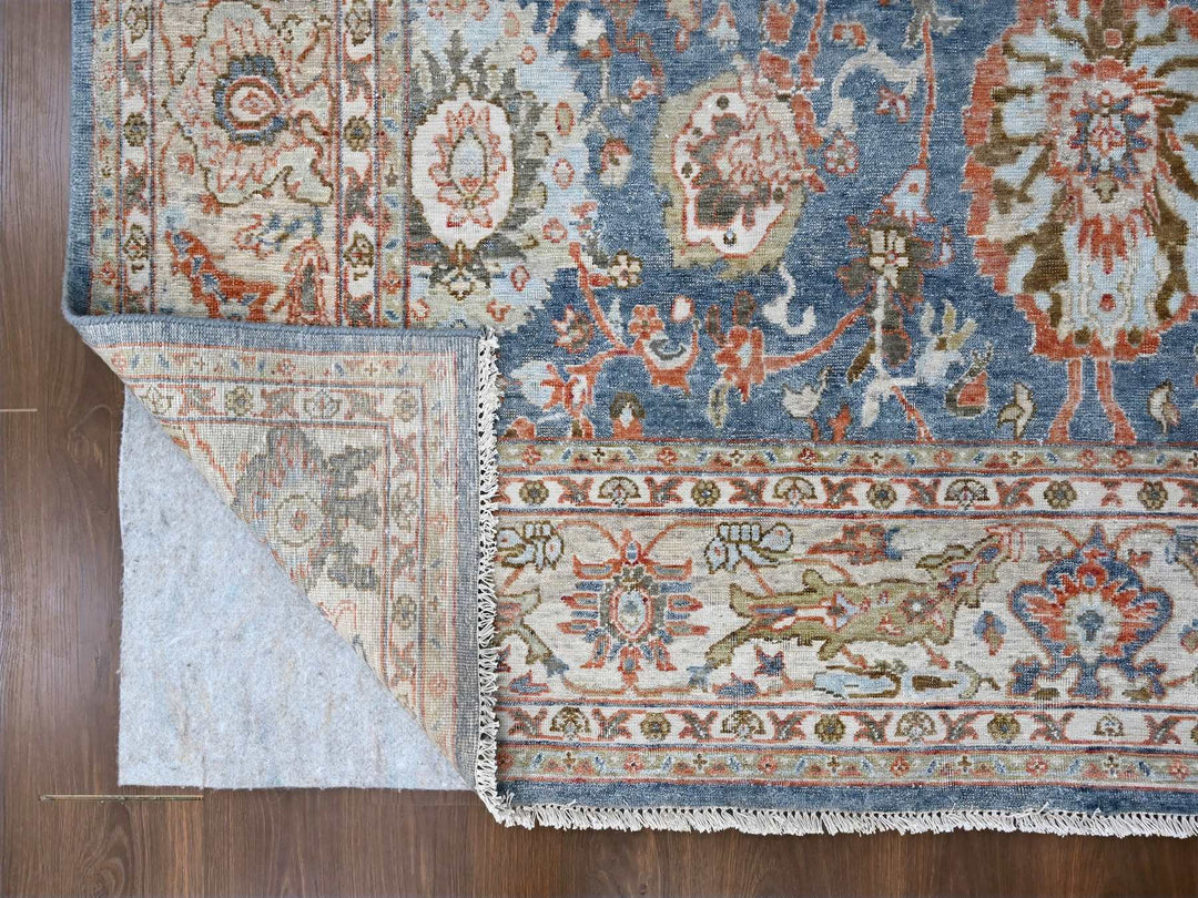 7'10" x 9'8" New Hand Knotted Blue Wool Rectangle Oriental Rug - MOA10210120
