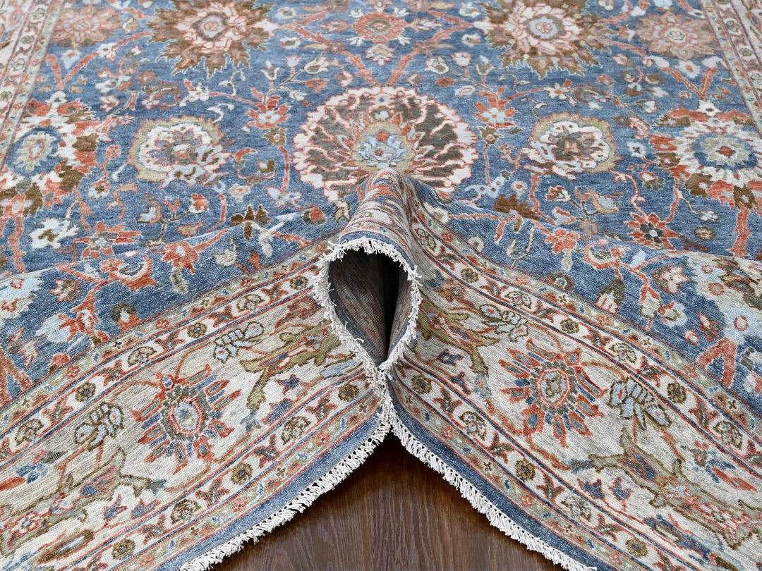 7'10" x 9'8" New Hand Knotted Blue Wool Rectangle Oriental Rug - MOA10210120