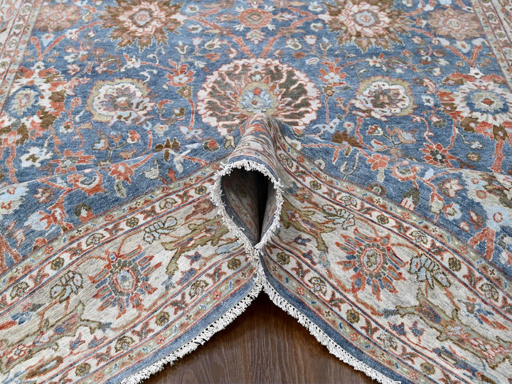 7'10" x 9'8" New Hand Knotted Blue Wool Rectangle Oriental Rug - MOA10210120