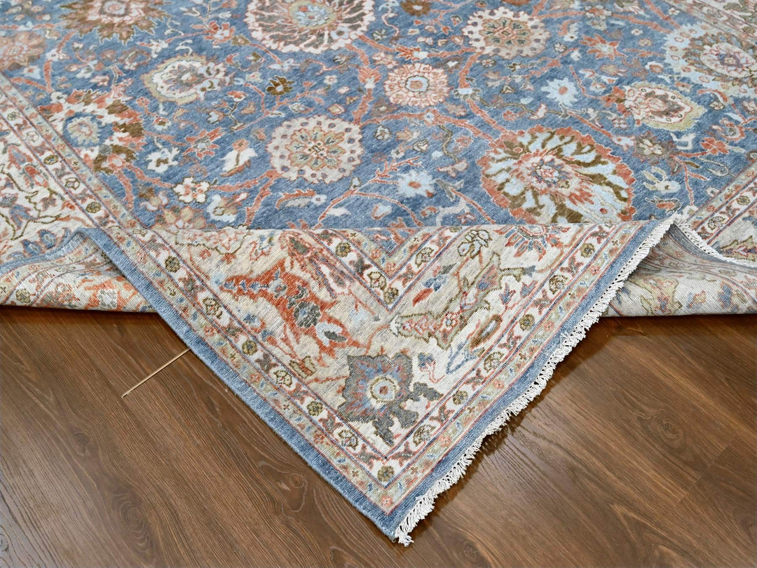 7'10" x 9'8" New Hand Knotted Blue Wool Rectangle Oriental Rug - MOA10210120