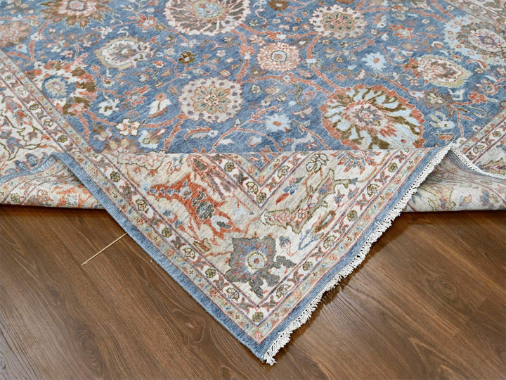 7'10" x 9'8" New Hand Knotted Blue Wool Rectangle Oriental Rug - MOA10210120