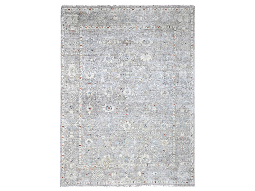 8'11" x 11'9" New Hand Knotted Grey Wool Rectangle Oriental Rug - MOA10210127