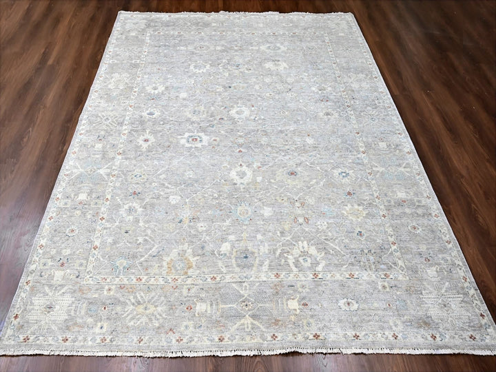 8'11" x 11'9" New Hand Knotted Grey Wool Rectangle Oriental Rug - MOA10210127