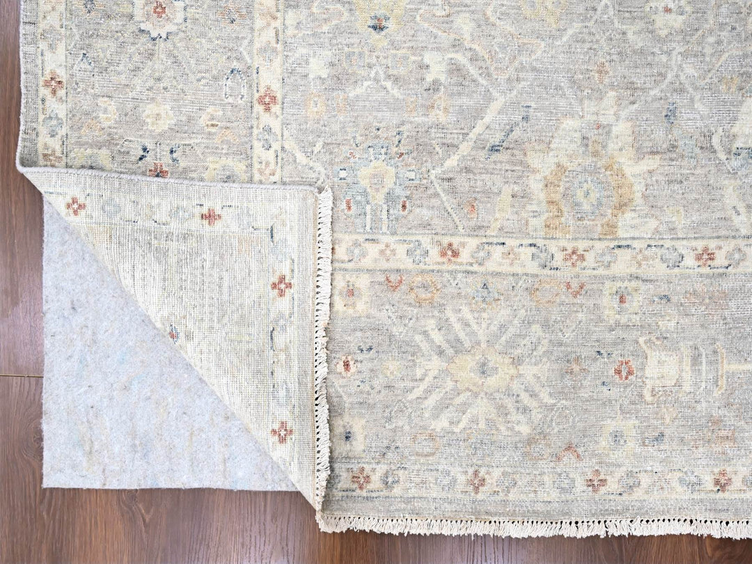 8'11" x 11'9" New Hand Knotted Grey Wool Rectangle Oriental Rug - MOA10210127