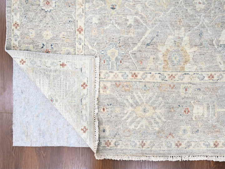8'11" x 11'9" New Hand Knotted Grey Wool Rectangle Oriental Rug - MOA10210127