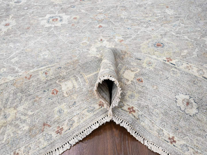 8'11" x 11'9" New Hand Knotted Grey Wool Rectangle Oriental Rug - MOA10210127