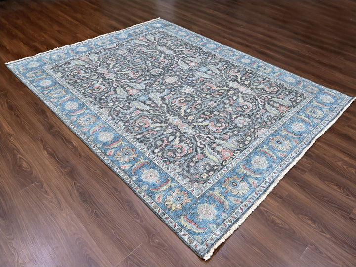 7'8" x 9'6" New Hand Knotted Black Wool Rectangle Oriental Rug - MOA10210134