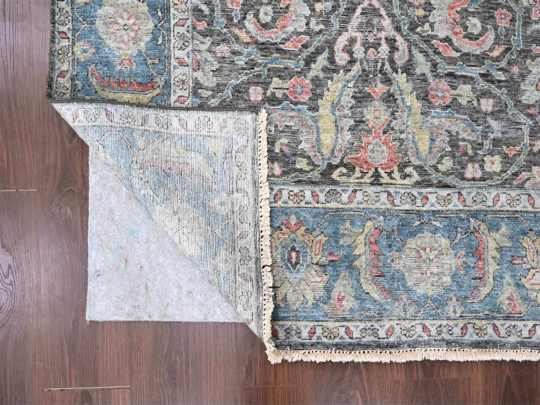 7'8" x 9'6" New Hand Knotted Black Wool Rectangle Oriental Rug - MOA10210134