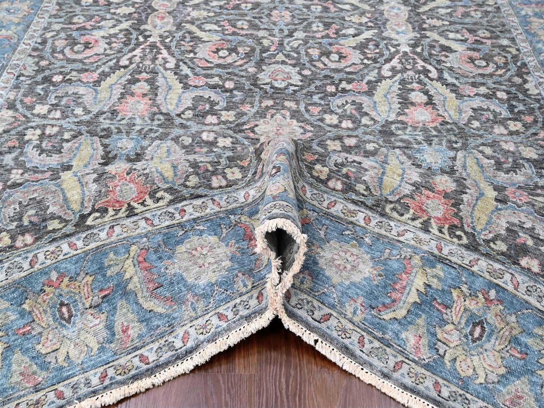7'8" x 9'6" New Hand Knotted Black Wool Rectangle Oriental Rug - MOA10210134