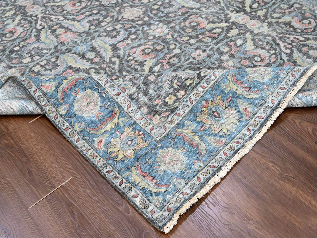 7'8" x 9'6" New Hand Knotted Black Wool Rectangle Oriental Rug - MOA10210134