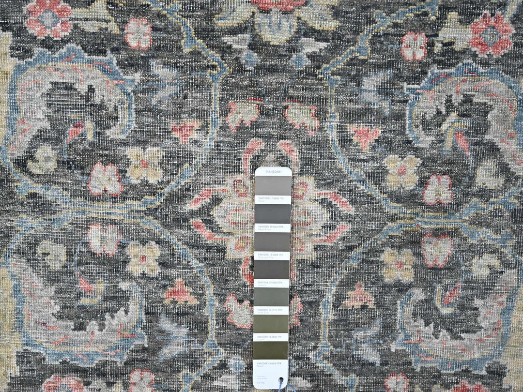 7'8" x 9'6" New Hand Knotted Black Wool Rectangle Oriental Rug - MOA10210134