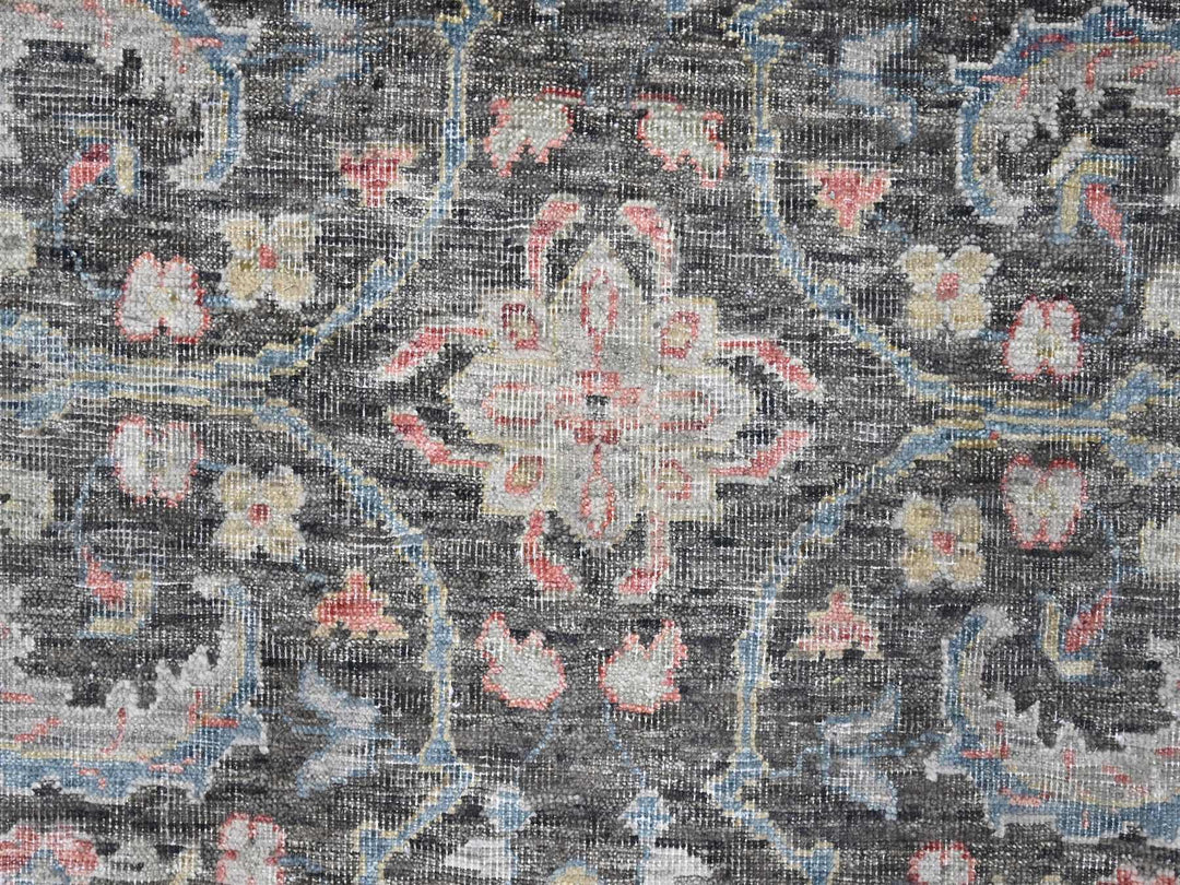 7'8" x 9'6" New Hand Knotted Black Wool Rectangle Oriental Rug - MOA10210134